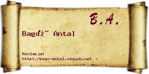 Bagó Antal névjegykártya